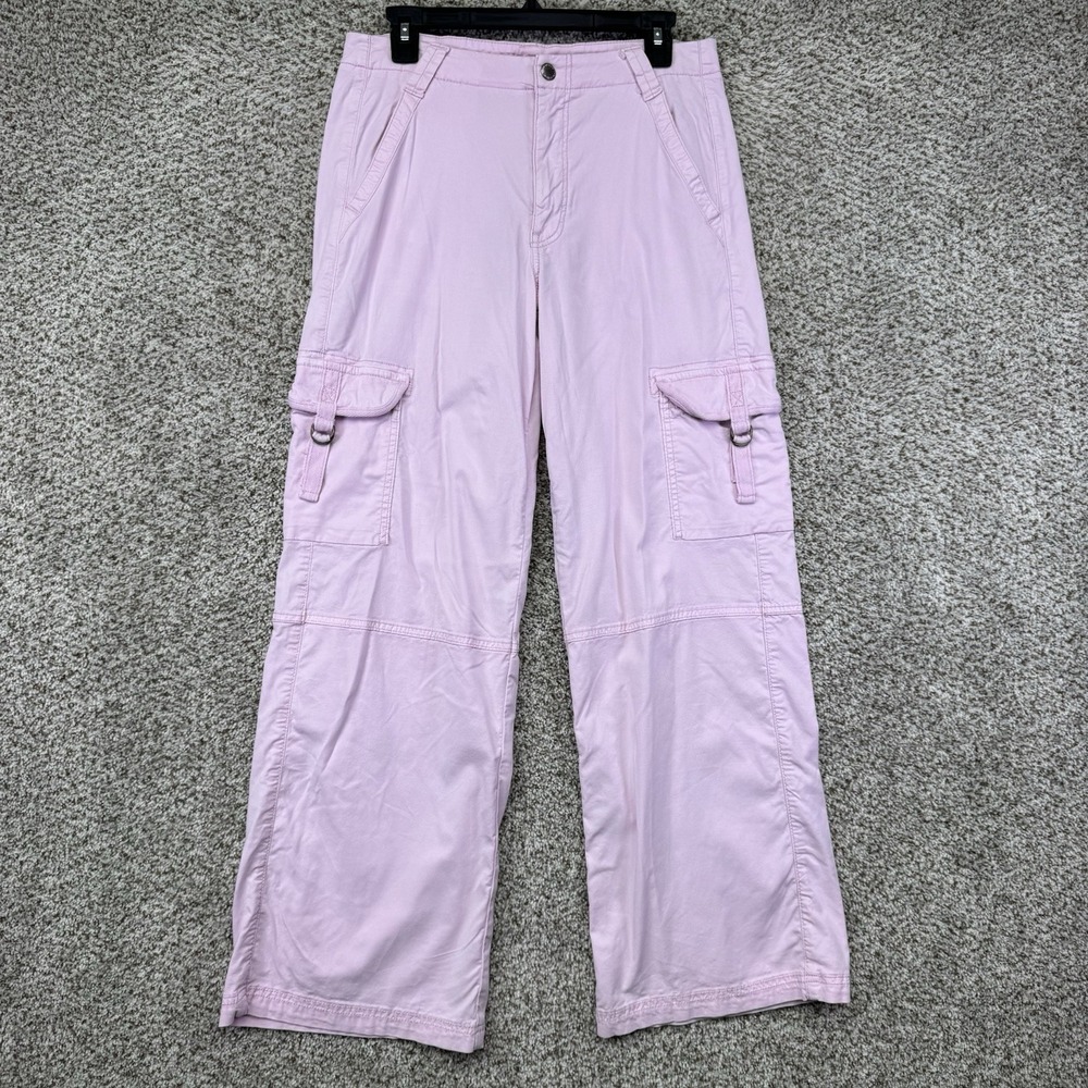 American Eagle Pants Women's 6 Regular Super High Rise Baggy Wide Leg Cargo Pink